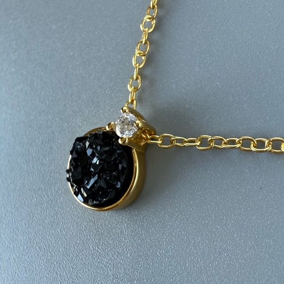 14K Gold Vermeil Druzy Stone Necklace - Picture 4 of 6